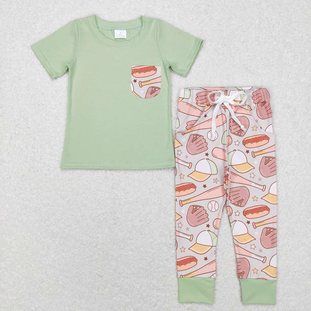 7.7 RTS NO MOQ Summer Sibling Baby Boys Short Sleeve Pocket Shirt Pants Clothes Sets