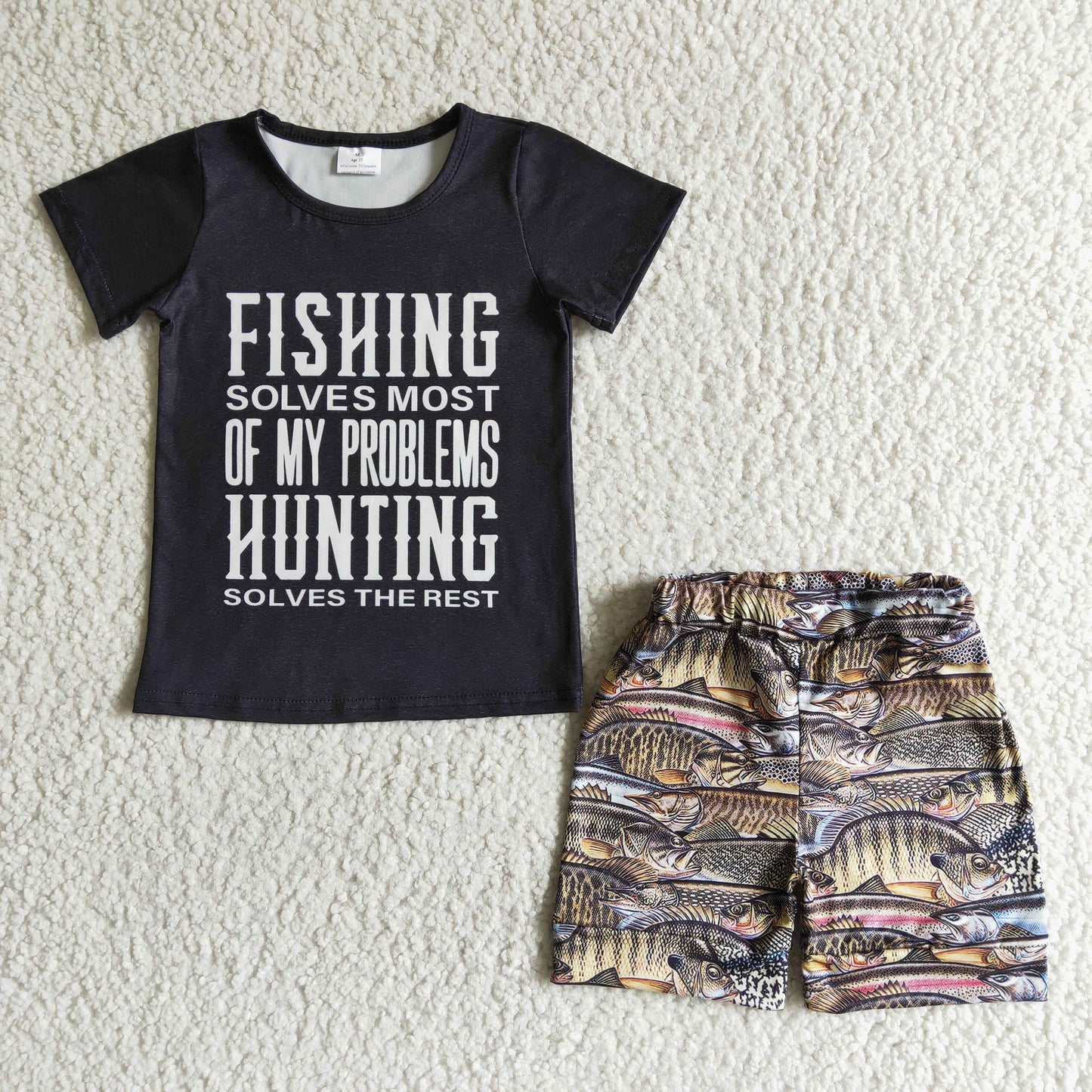6.14 RTS NO MOQ Baby Boys Summer Sets BSSO0012 Summer Fishing Camo Shorts Sets