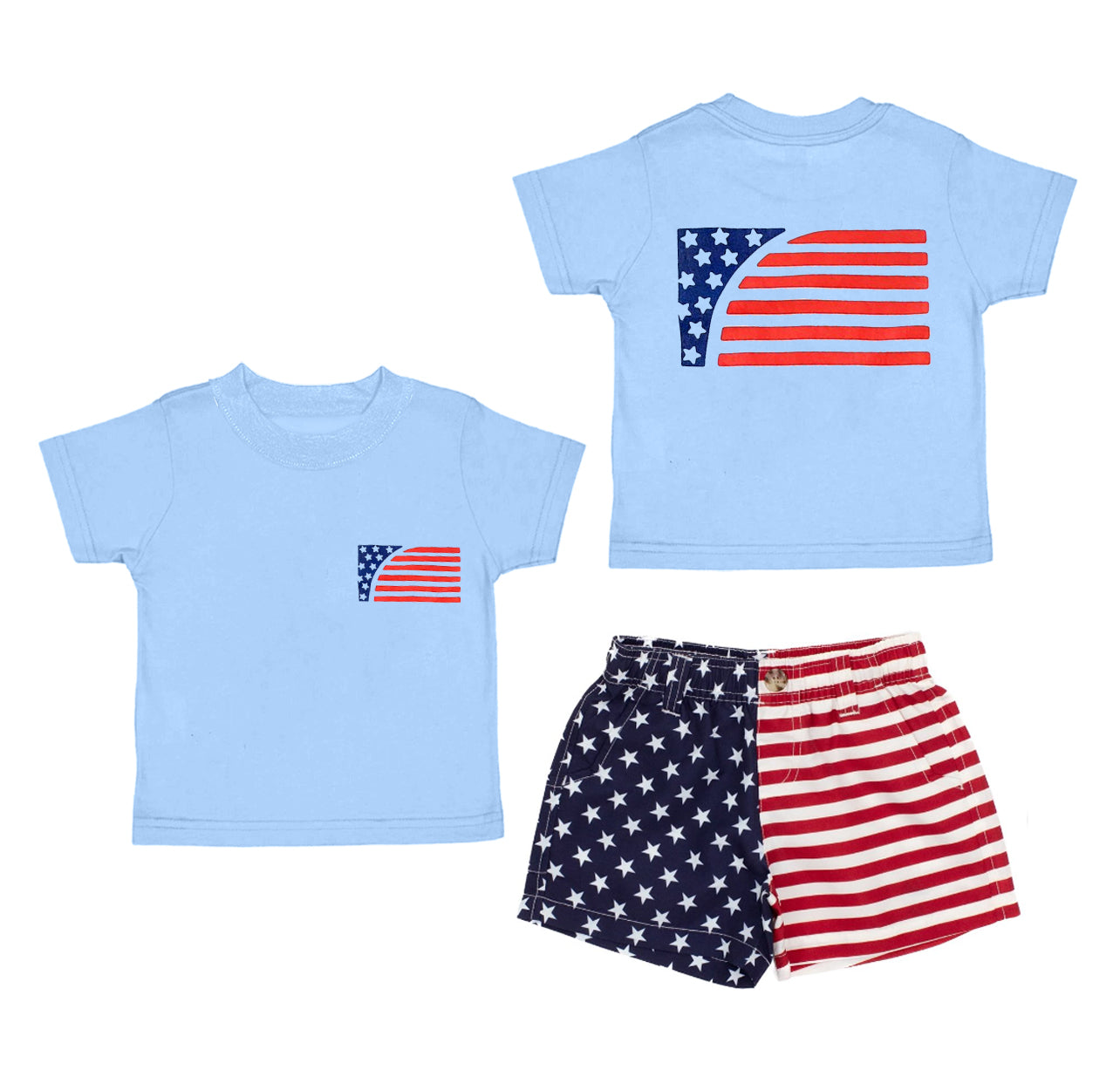 4.12 BSSO1506 Baby Boys July 4th Flag Shorts Outfit Pre order