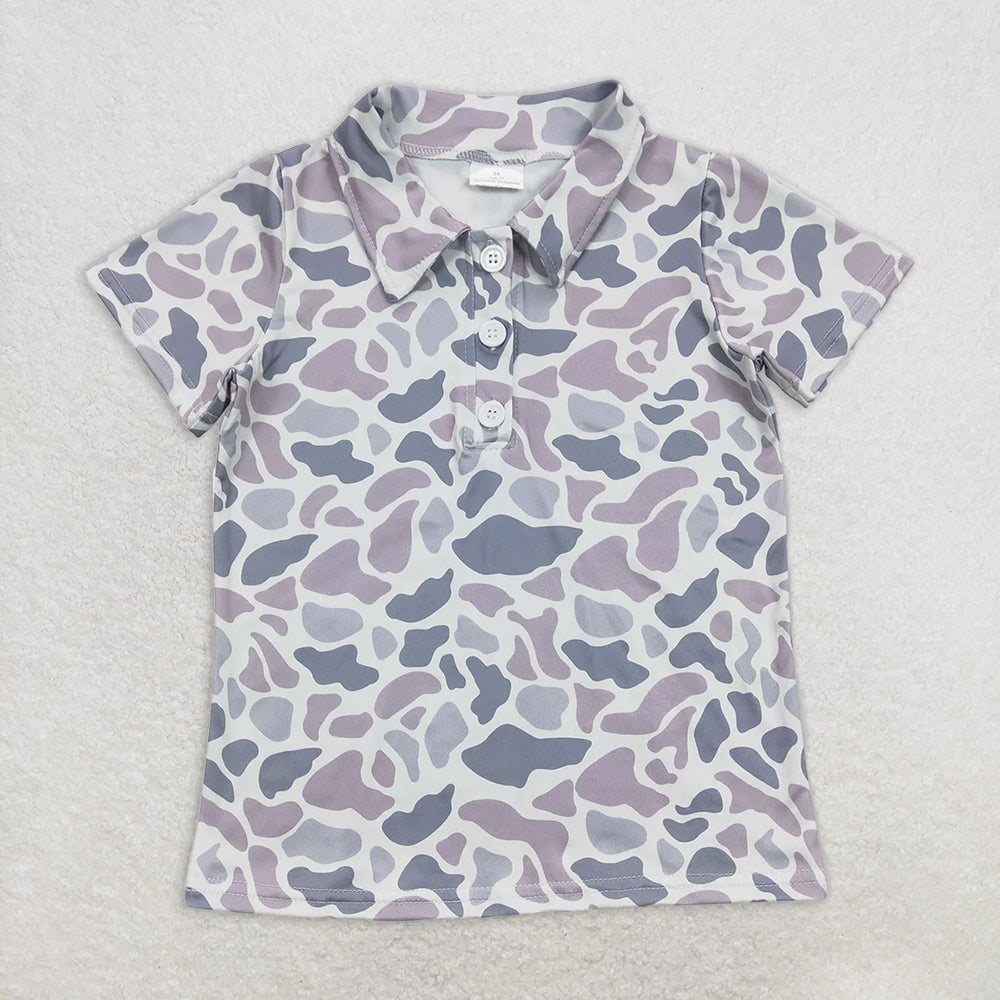 RTS NO MOQ Summer Baby Boys Shirt BT0597 Camo Hunting Short Sleeve Buttons Tee Shirt Tops