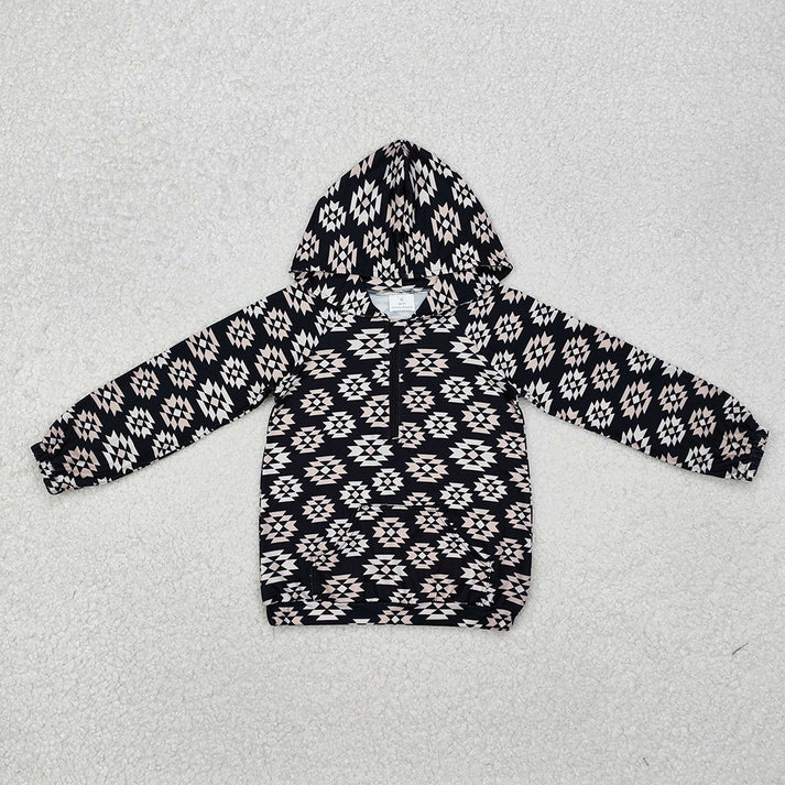 RTS NO MOQ Sibling Baby Boys Long Sleeve Khaki Cactus Rodeo Western Hooded Tops