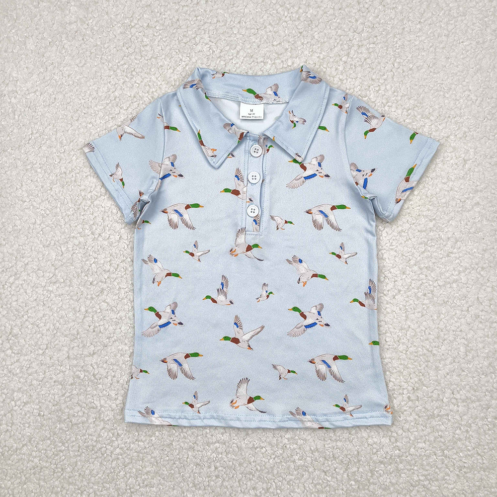 RTS NO MOQ Summer Baby Boys Shirt BT1210 Short Sleeves Button Ducks Polo Shirts Tops