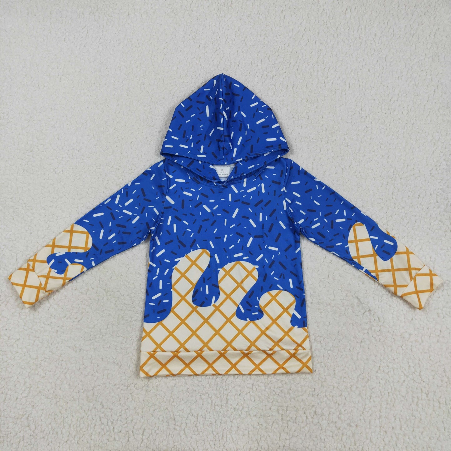7.29 RTS NO MOQ Baby Boys Long Sleeve BT1275 Royal Blue Long Sleeves Team Sprinkles Drips Hoodies Tops