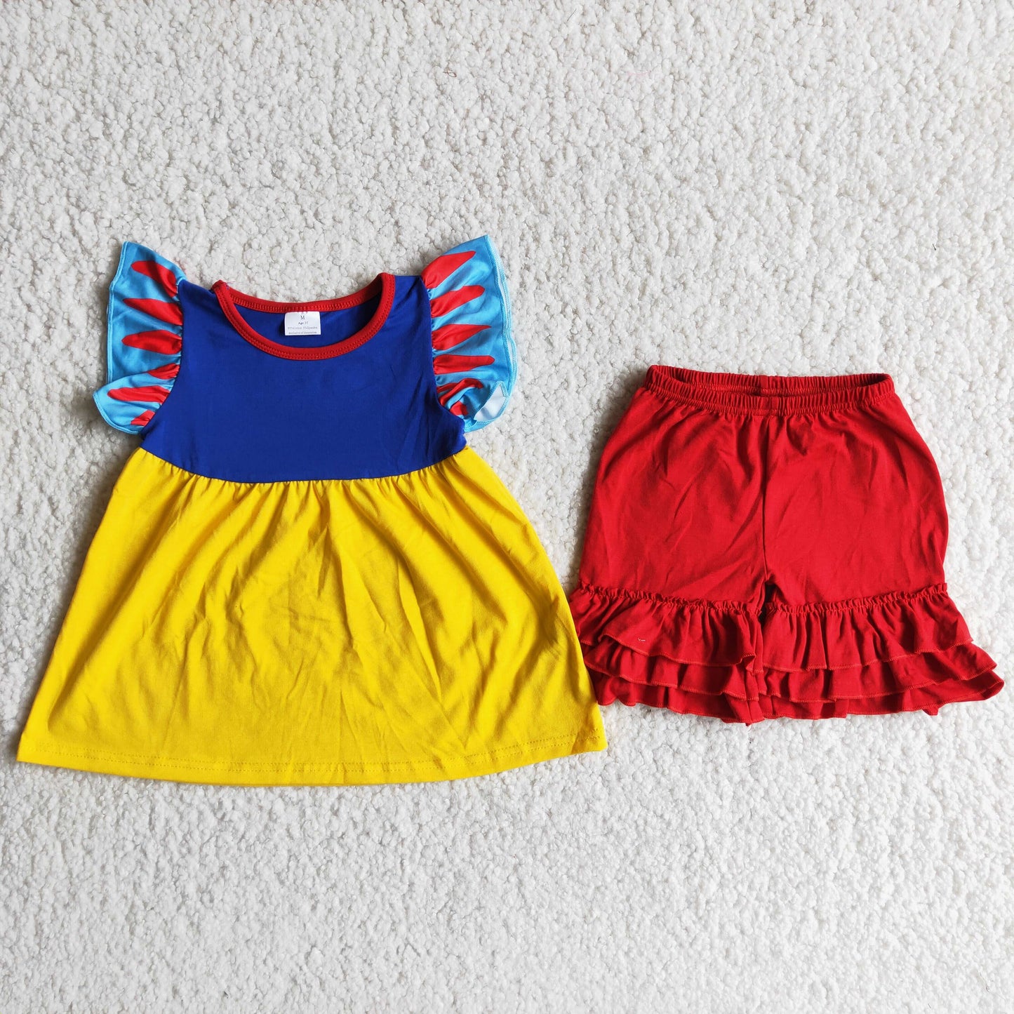 7.5 RTS NO MOQ Baby Girls Summer Sets C8-23 Solid Flutter Sleeve Shorts Summer Outfits