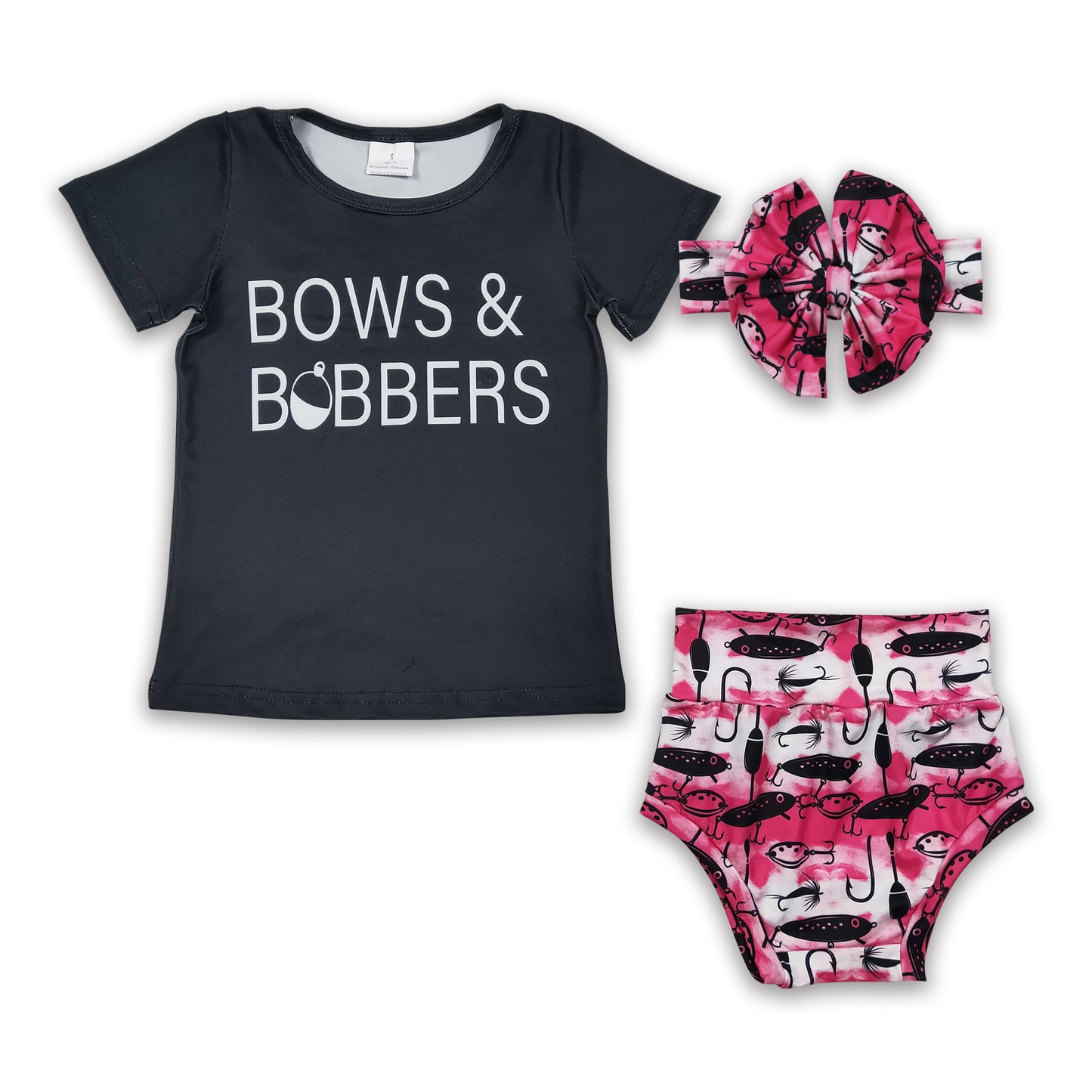 6.21 RTS NO MOQ Baby Girls Summer Outifts GBO0072 Bows And Bobbers Bummie Sets