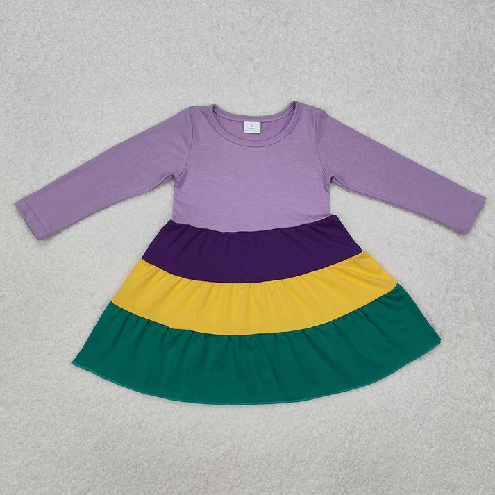 RTS NO MOQ Sibling Boys Baby Girls Long Sleeve Mardi Gras Purple Shirts Dresses