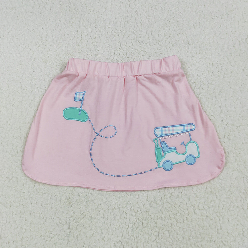 6.18 RTS NO MOQ Baby Girls Summer Pants GLK0071 Pink Golf Flag Skirts