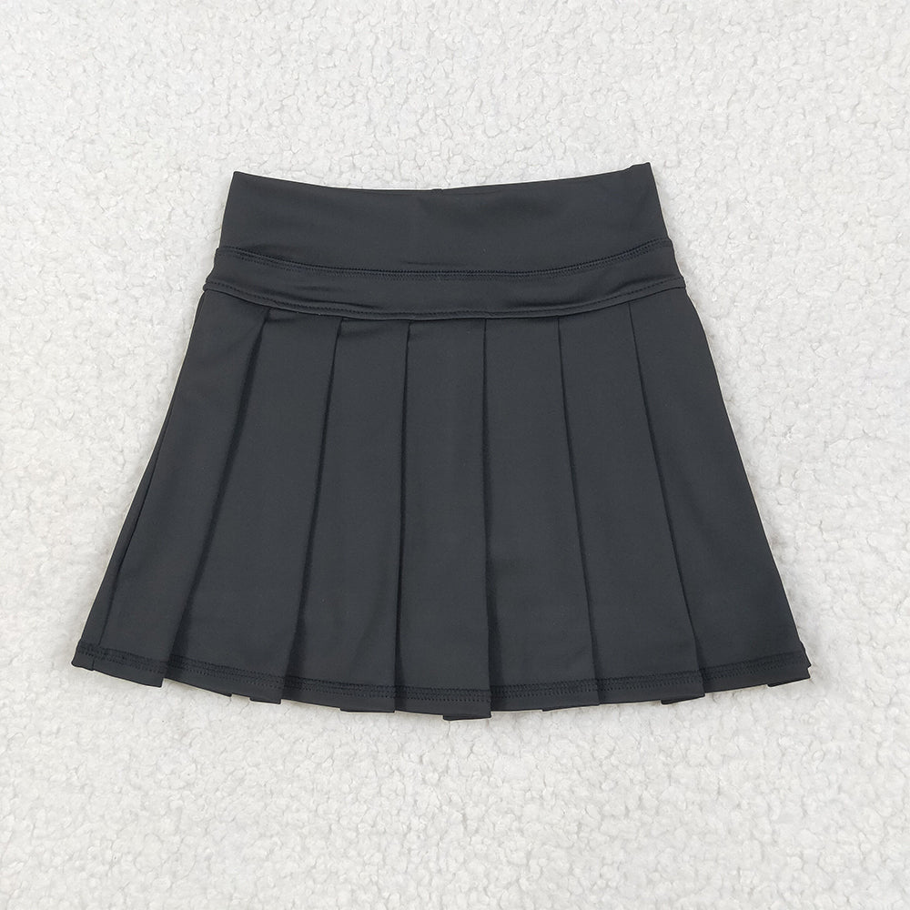 6.7 RTS NO MOQ Baby Girls Summer Pants GLK0087 Black Yoga Active Wear Pleated Skirts