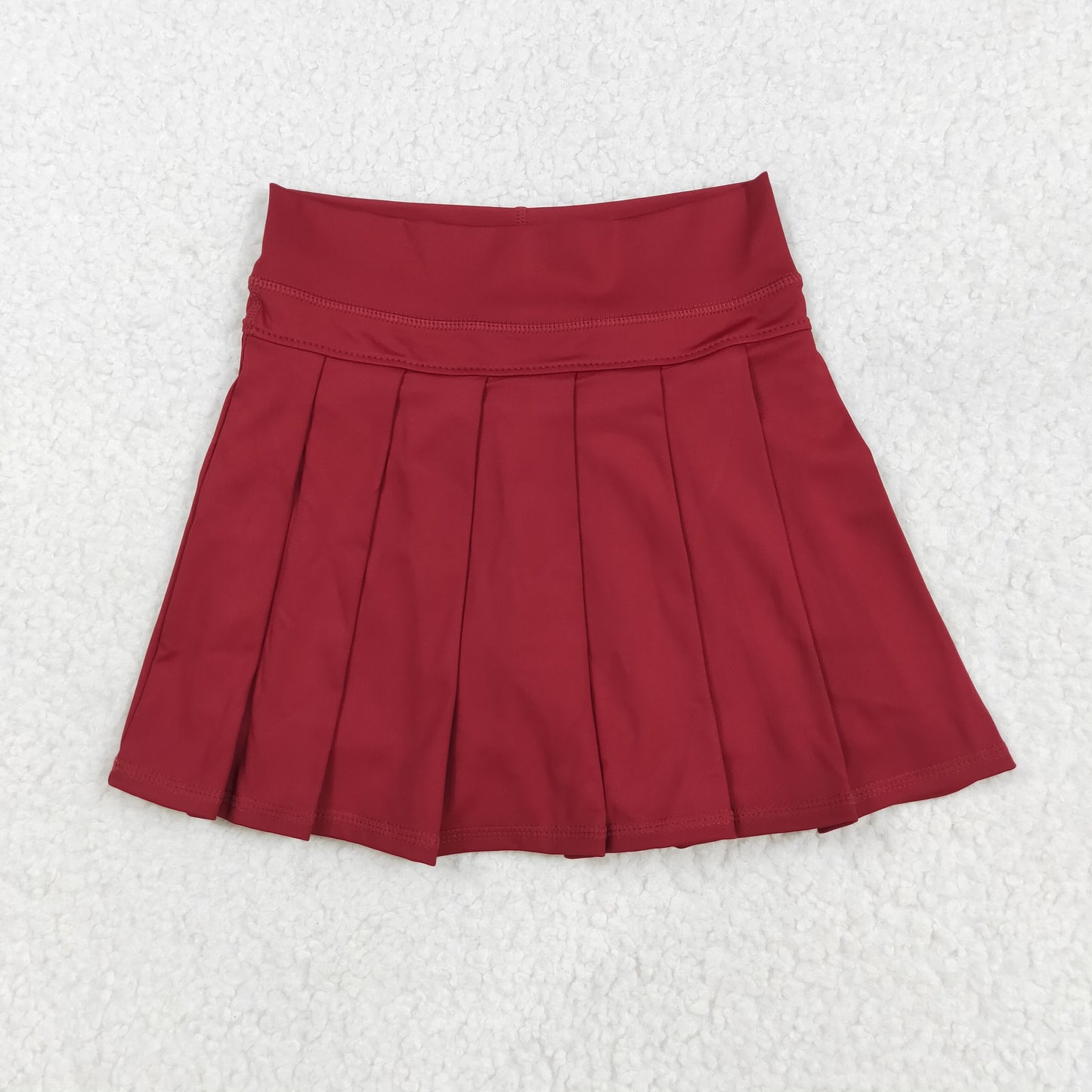 7.23 RTS NO MOQ Baby Girls Summer Pants GLK0124 Dark Red Yoga Skorts Bottom Pleated Skirts