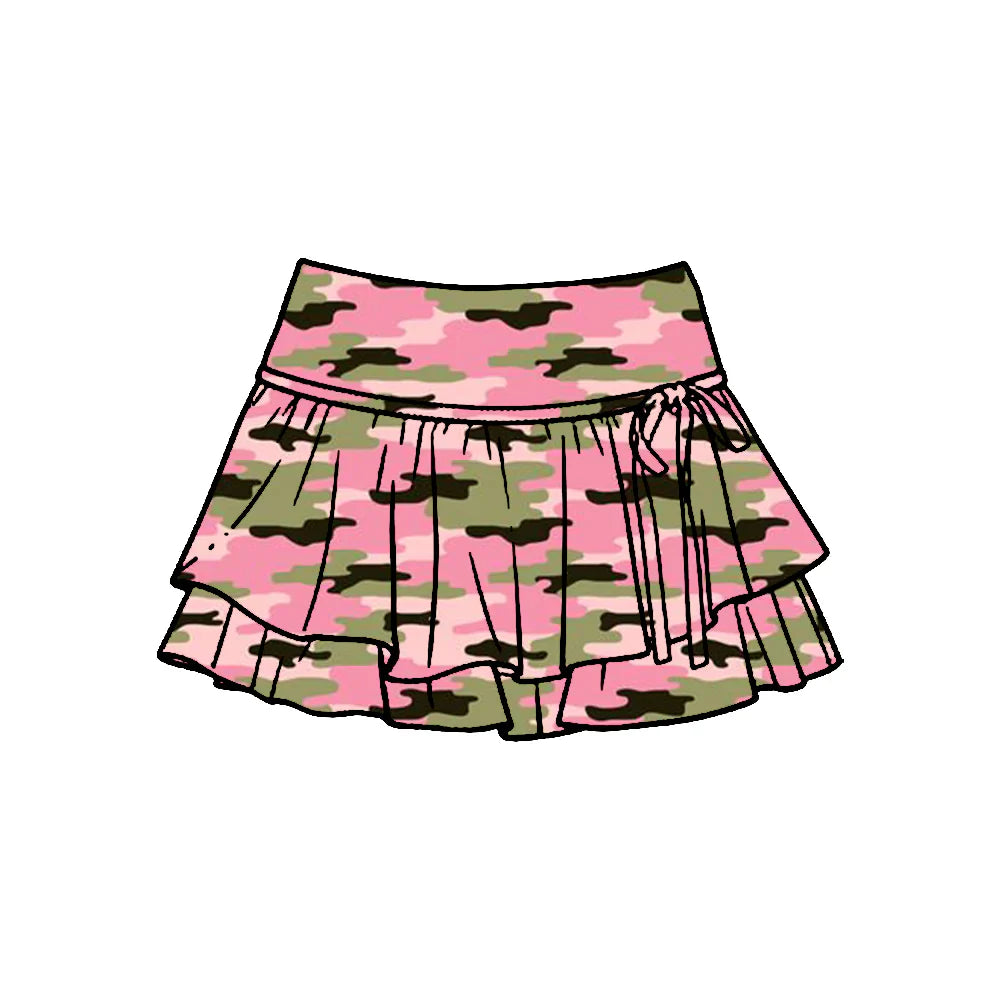 ( Moq 5 ) Preorder Baby Girls Kids Ruffle Skirt Shorts Bottoms Pink Green Camo Yoga Active Clothes