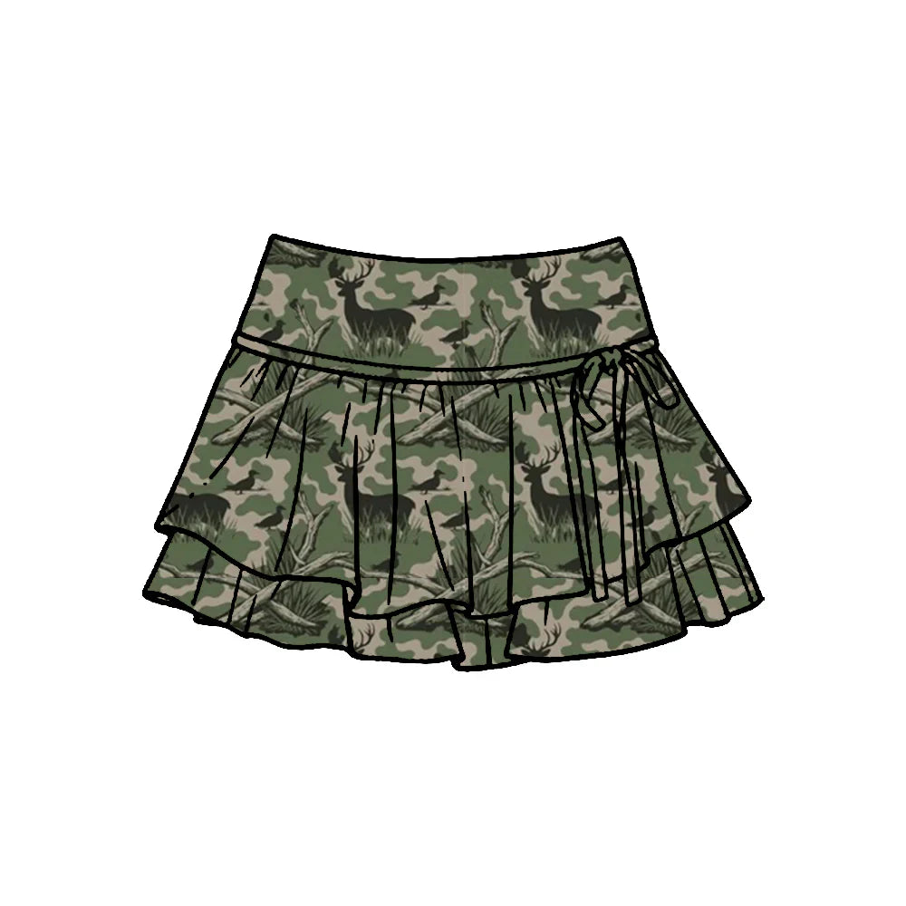 ( Moq 5 ) Preorder Baby Girls Kids Deer Ducks Green Camo Ruffle Skirt Shorts Bottoms Yoga Active Clothes