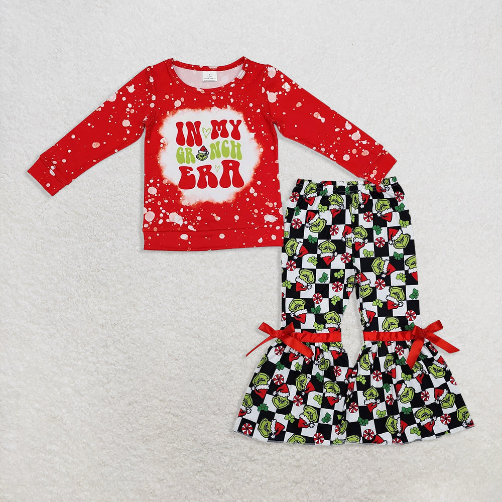 6.16 RTS NO MOQ Baby Girls Long Sleeve Outfits GLP1902 Green Frog Era Tops Bell Pants Clothes Sets
