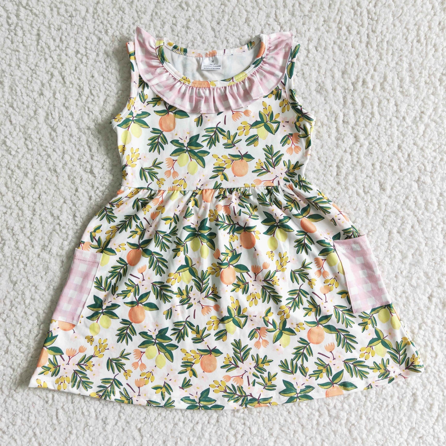 7.12 RTS NO MOQ Baby Girl Summer Skirt GSD0062 Lemon Pocket Each Floral Dresses