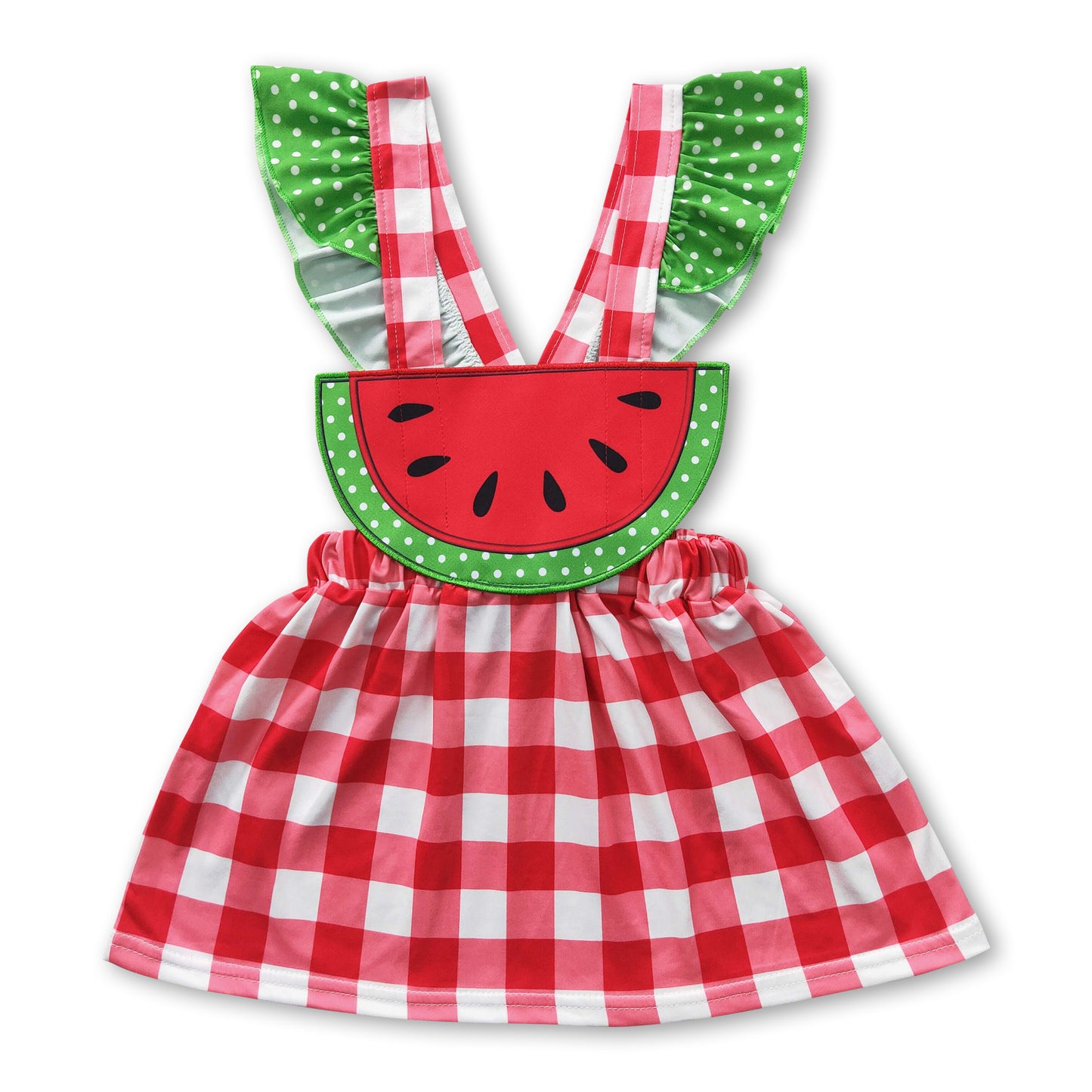 6.9 RTS NO MOQ Baby Girl Summer Skirt GSD0234 Watermelon Embroidery Knee Length Dresses