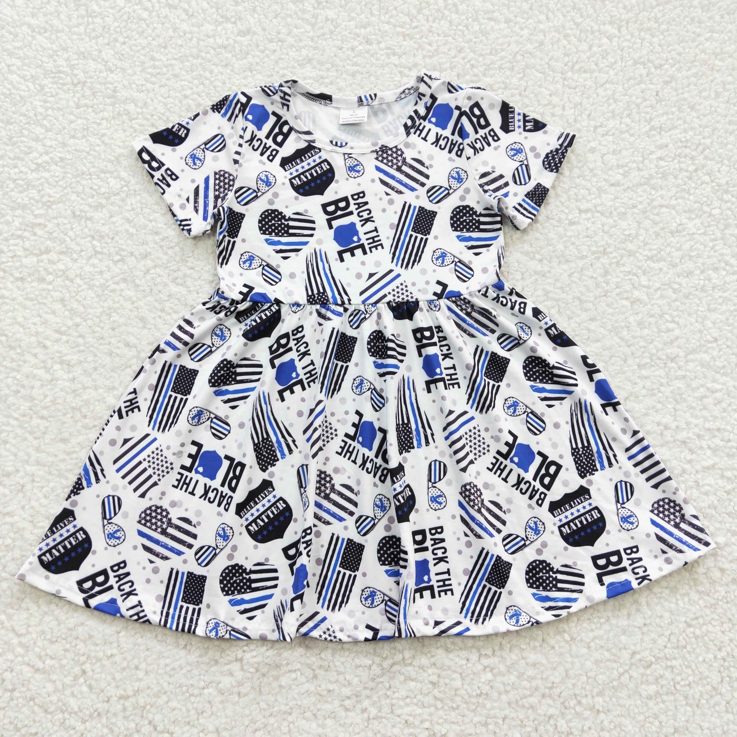 7.5 RTS NO MOQ Baby Girl Summer Skirt GSD0321 Back The Blue Flag Knee Length Dresses