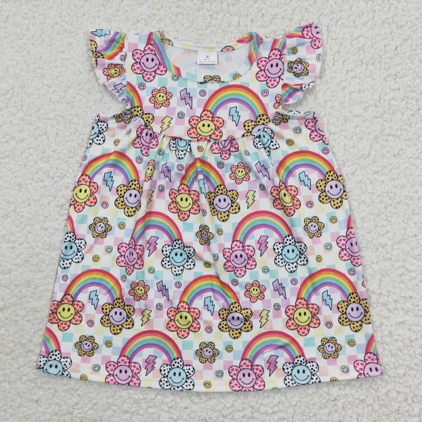 RTS NO MOQ Baby Girl Summer Skirt GSD0324 Rainbow sun flower Knee Length Dresses