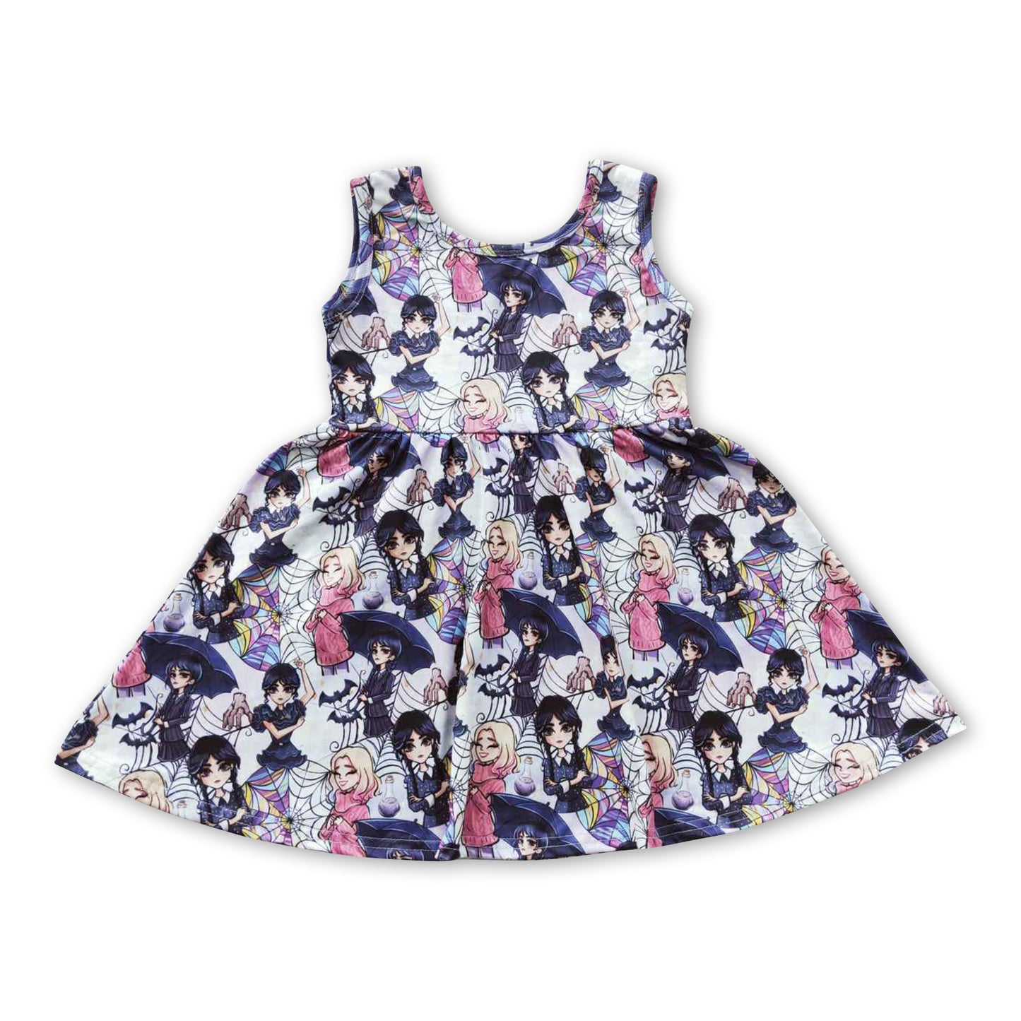 RTS NO MOQ Baby Girl Summer Skirt GSD0335 Black Umbrella Sleeveless Movie Knee Length Dresses