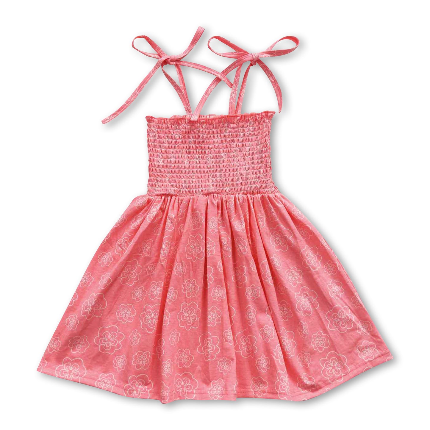6.21 RTS NO MOQ Baby Girl Summer Skirt GSD0350 Pink Smocked Knee Length Dresses