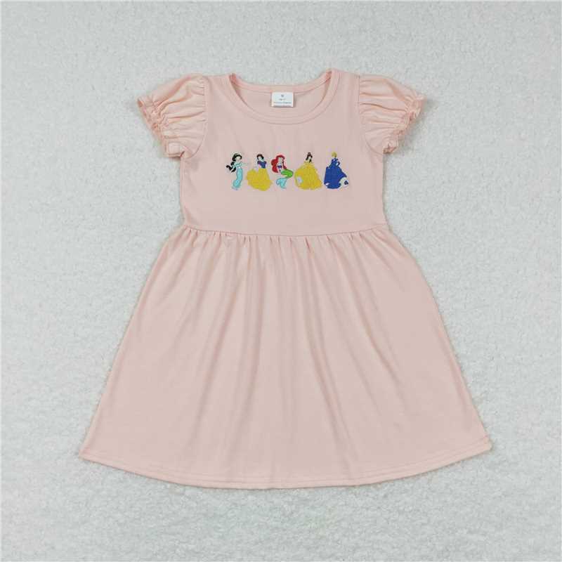 RTS NO MOQ Summer Sibling Baby Girls Pink Princess Tunic Pants Clothes Sets Knee Length Dresses