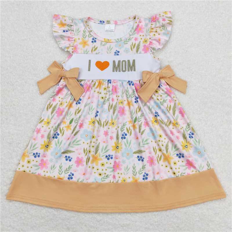 RTS NO MOQ Summer Sibling Baby Girls I Love Mom Floral Sibling Sister Brother Shorts Clothes Sets