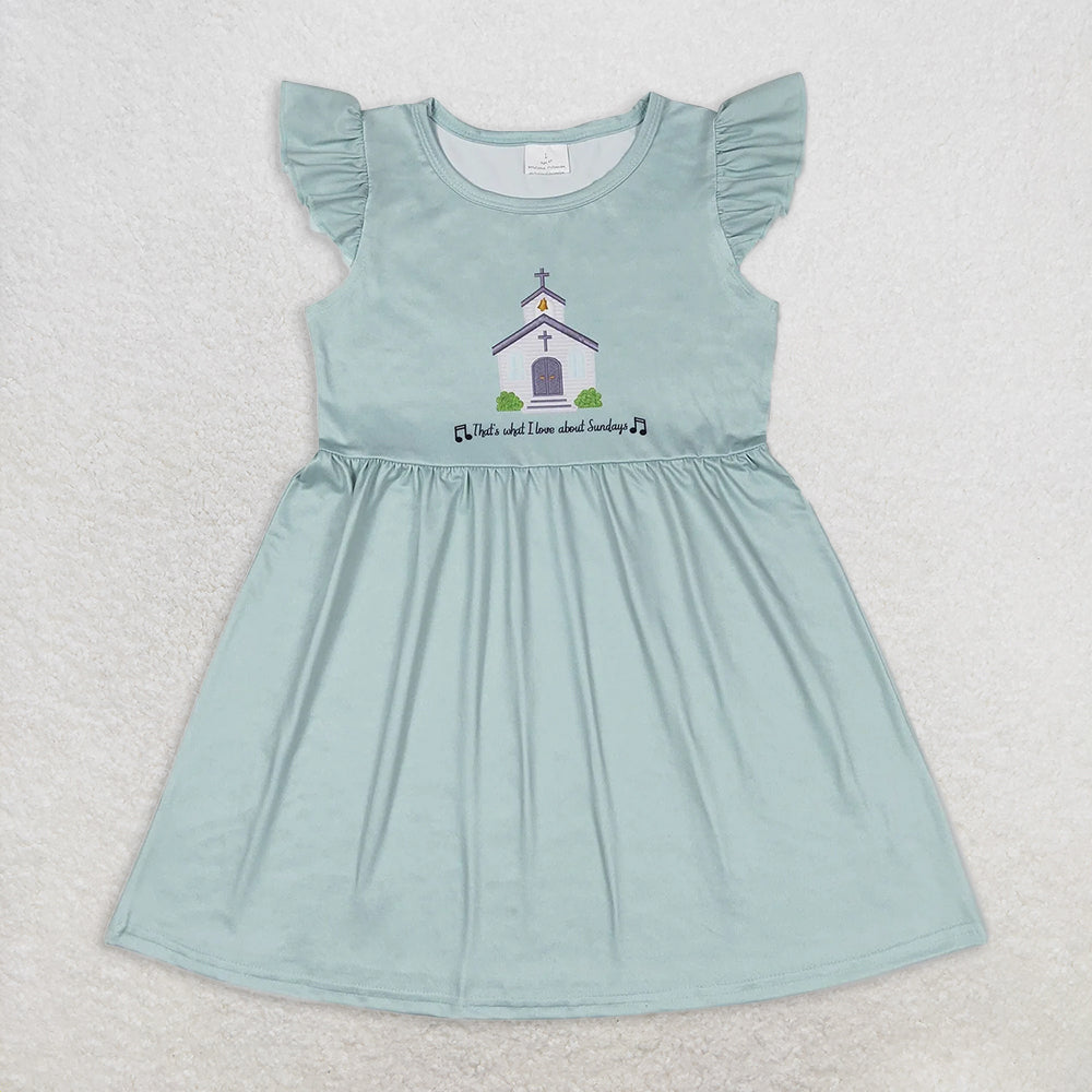 RTS NO MOQ Summer Baby Girls Dresses GSD1156 Church Flutter Sleeve Knee Length Dresses