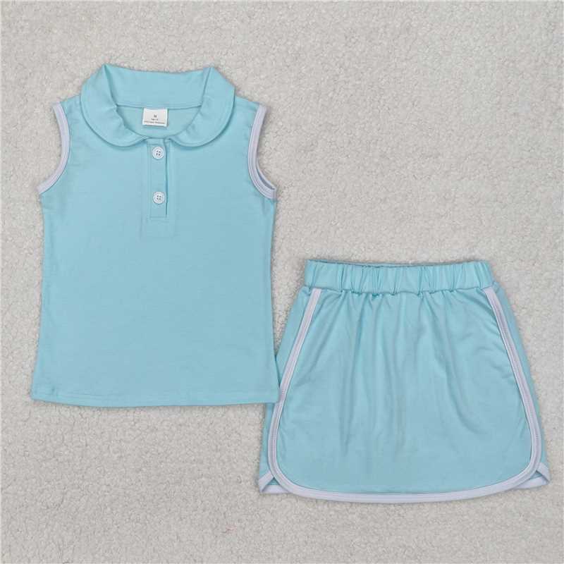 5.24 RTS NO MOQ Summer Sibling Baby Girls Pullover Top Sports Shorts Clothes Sets