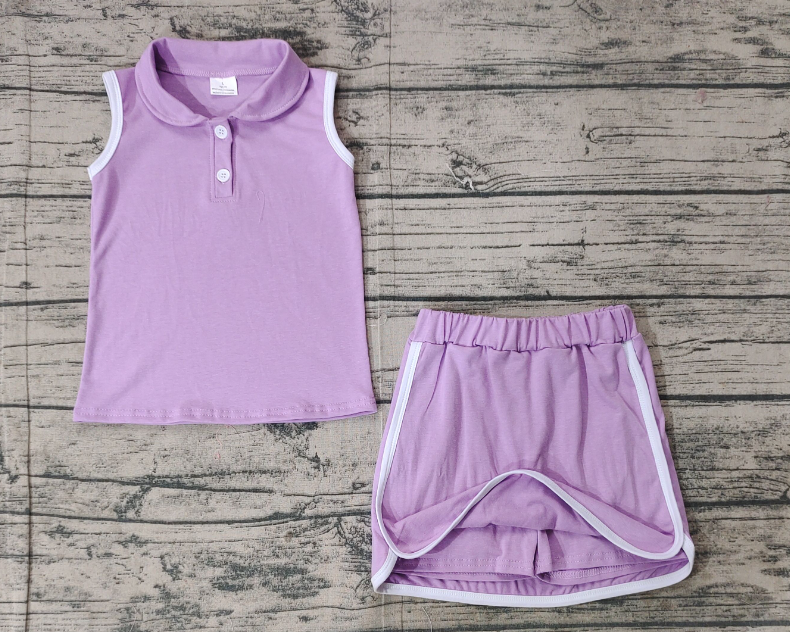 5.24 RTS NO MOQ Summer Sibling Baby Girls Pullover Top Sports Shorts Clothes Sets
