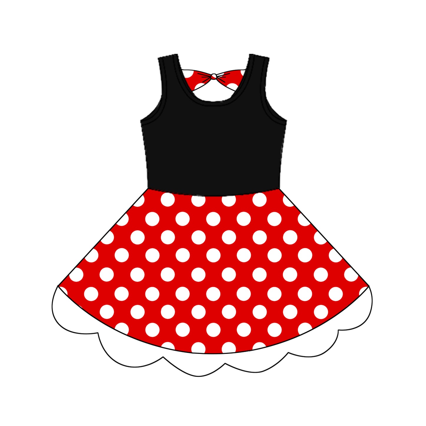 4.16 GSD2037 Baby Girls Black Polka Dots Knee Length Dresses Pre order