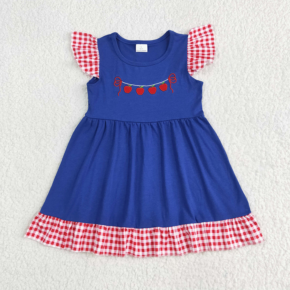 6.10 RTS NO MOQ Summer Baby Girls Dresses GSD2153 Embroidery Apple Back To School Dresses