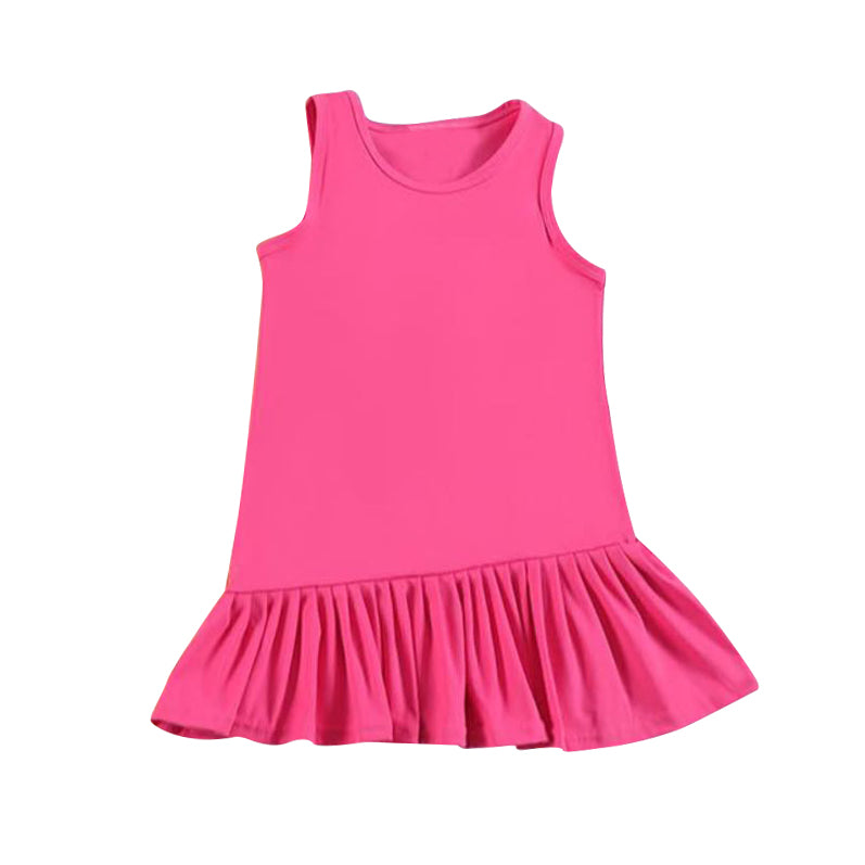4.15 GSD2246 Baby Girls Hot Pink Sleeveless Yoga Ruffle Knee Length Dresses Pre order