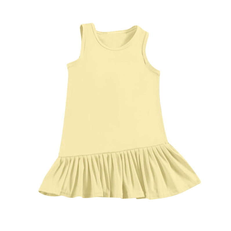 4.15 GSD2247 Baby Girls Yellow Sleeveless Yoga Ruffle Knee Length Dresses Pre order