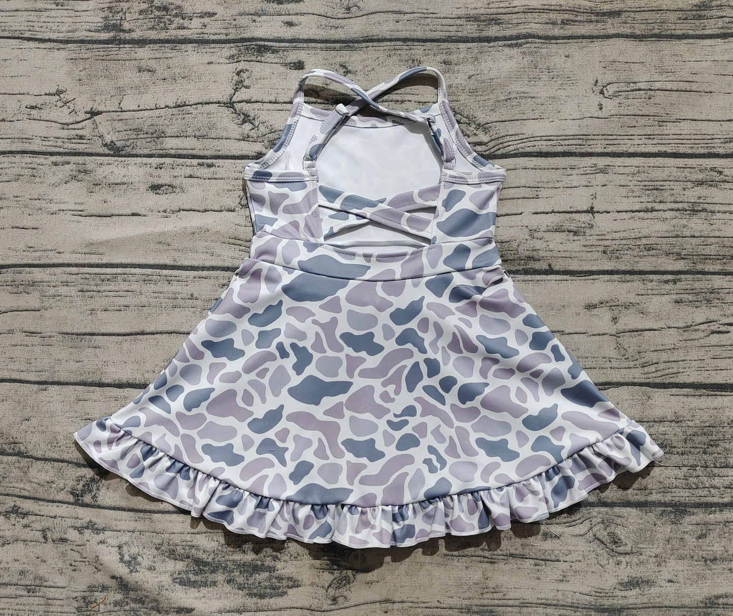 3.29 GSD2308 Camo Baby Girls Strap Yoga Ruffle Knee Length Dresses