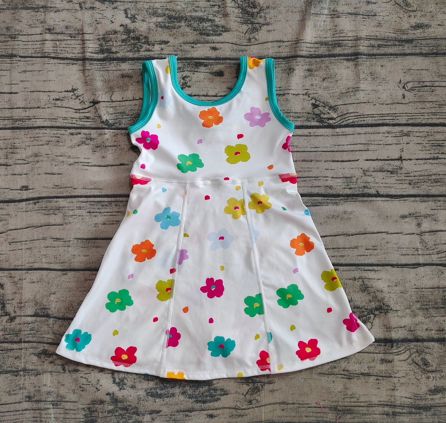 4.30 GSD2346 Baby Girls Sleeveless Colorful Flowers Yoga Knee Length Dresses Preorder