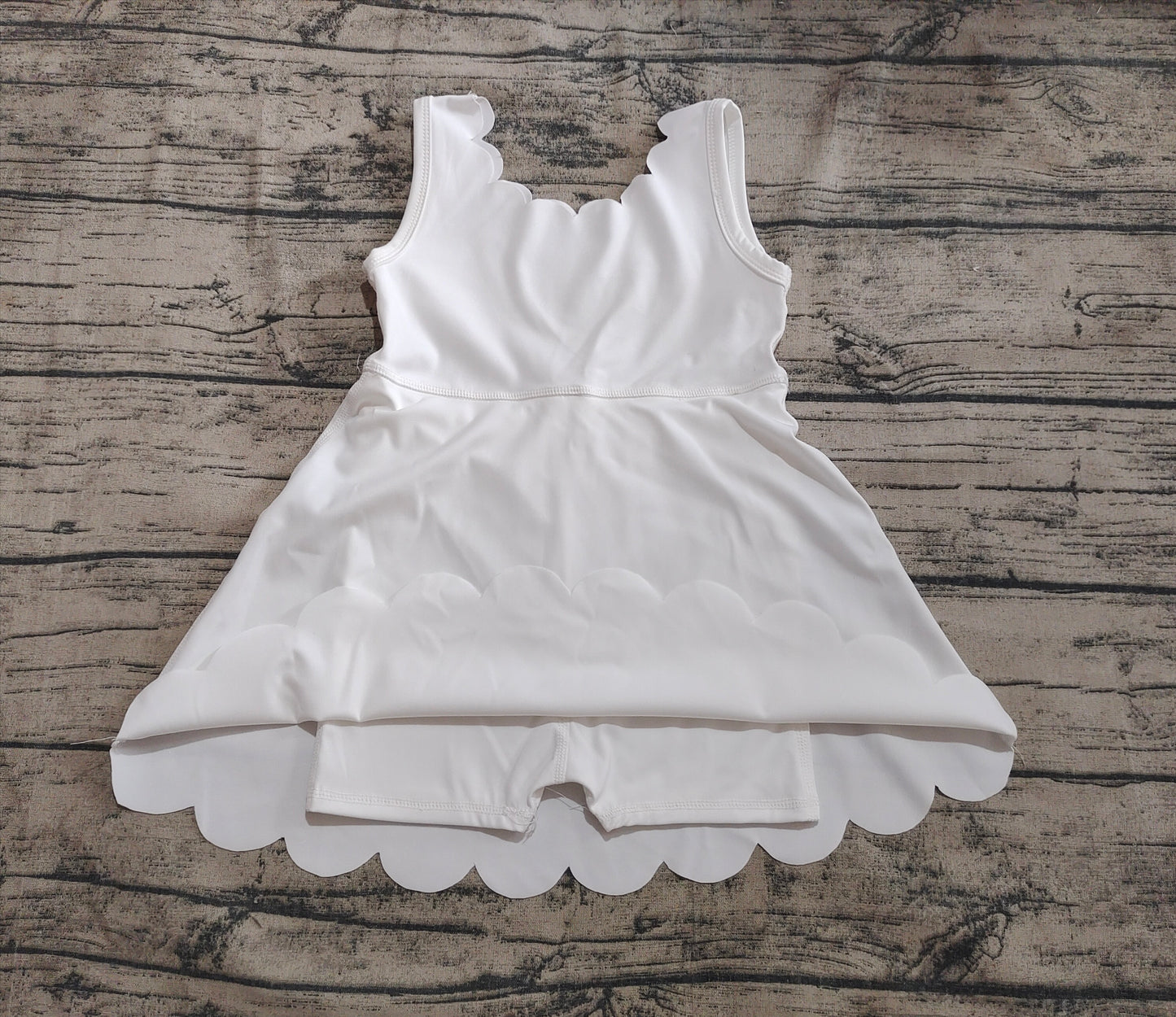 4.30 GSD2370 Baby Girls White Sleeveless Yoga Knee Length Dresses Preorder