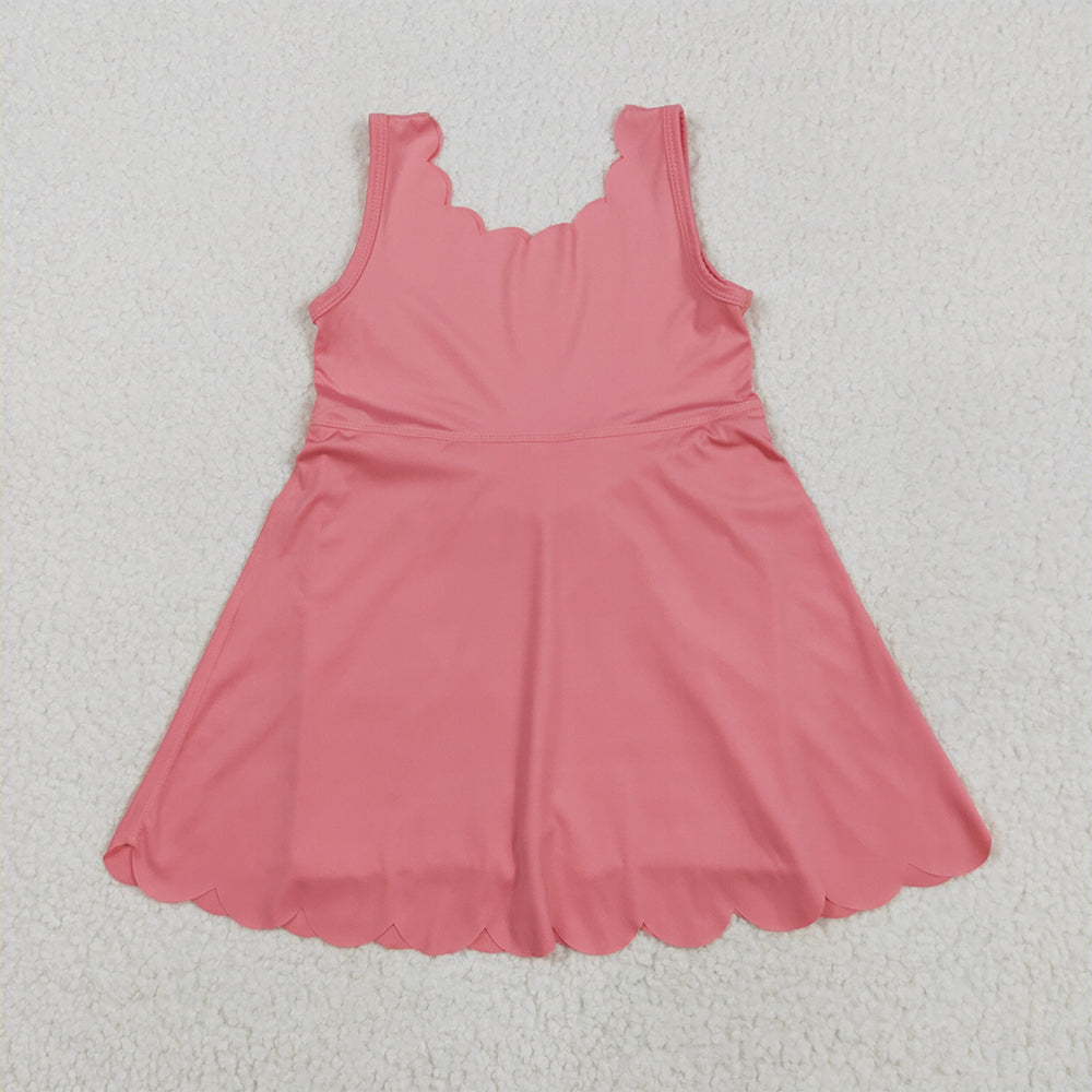 5.19 RTS NO MOQ Summer Baby Girls Dresses GSD2371 Pink Sleeveless Yoga Knee Length Dresses