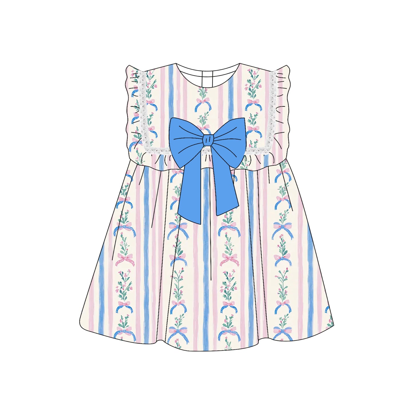 3.28 GSD2397 Bow Baby Girls Short Sleeves Knee Length Dress Pre order