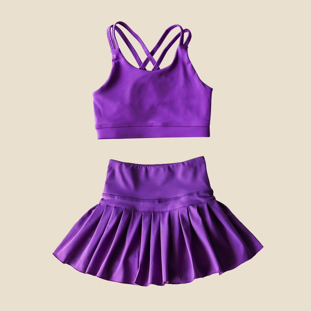 4.1 GSD2435 Dark Purple Baby Girls Sleeveless Top Skort Yoga Set Pre order