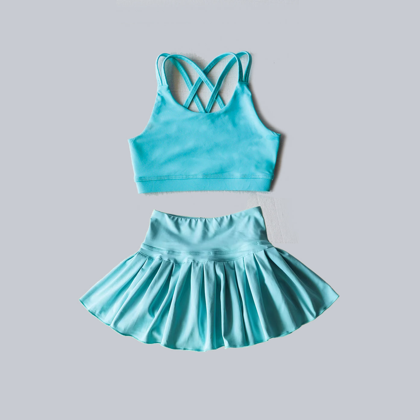 4.1 GSD2440 Sky Blue Baby Girls Sleeveless Top Skort Yoga Set Pre order