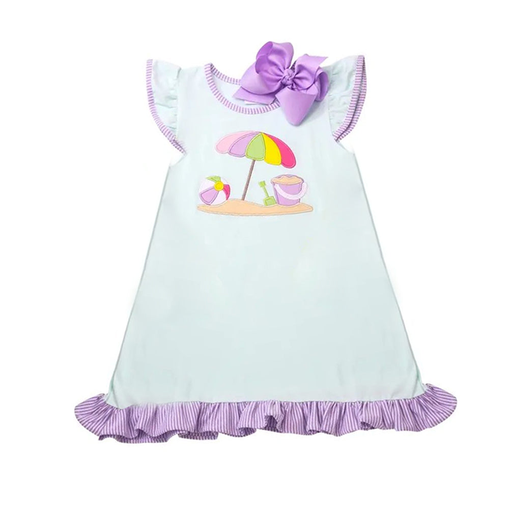 4.4 GSD2454 Baby Girls Flutter Sleeves Beach Knee Length Dresses Pre order