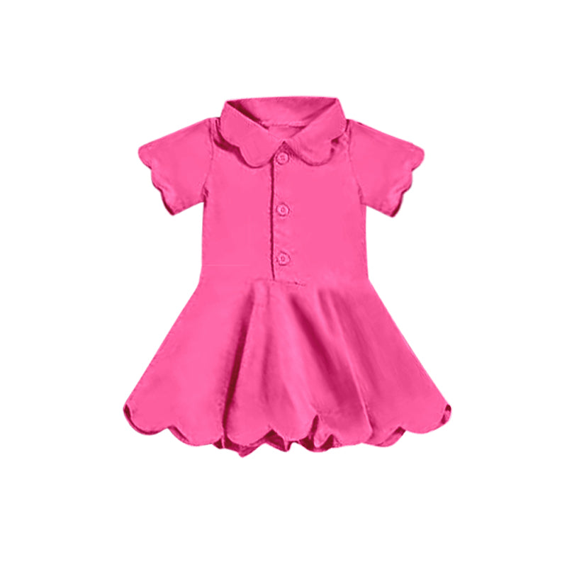 4.8 GSD2474 Baby Girls Pink Short Sleeves Button Yoga Knee Length Dresses Pre order