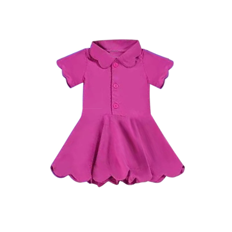 4.8 GSD2476 Baby Girls Hot Pink Short Sleeves Button Yoga Knee Length Dresses Pre order