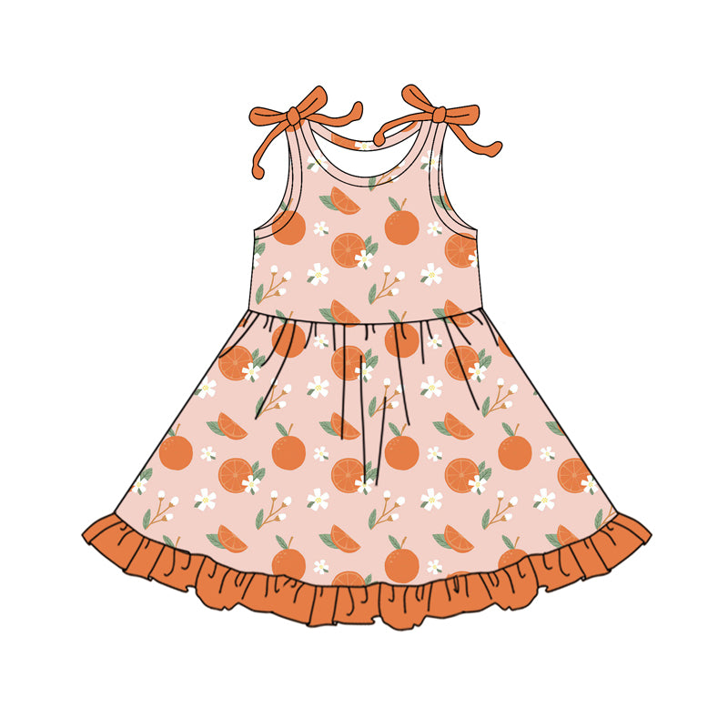 4.8 GSD2477 Baby Girls Strap Flowers Oranges Knee Length Dresses Pre order