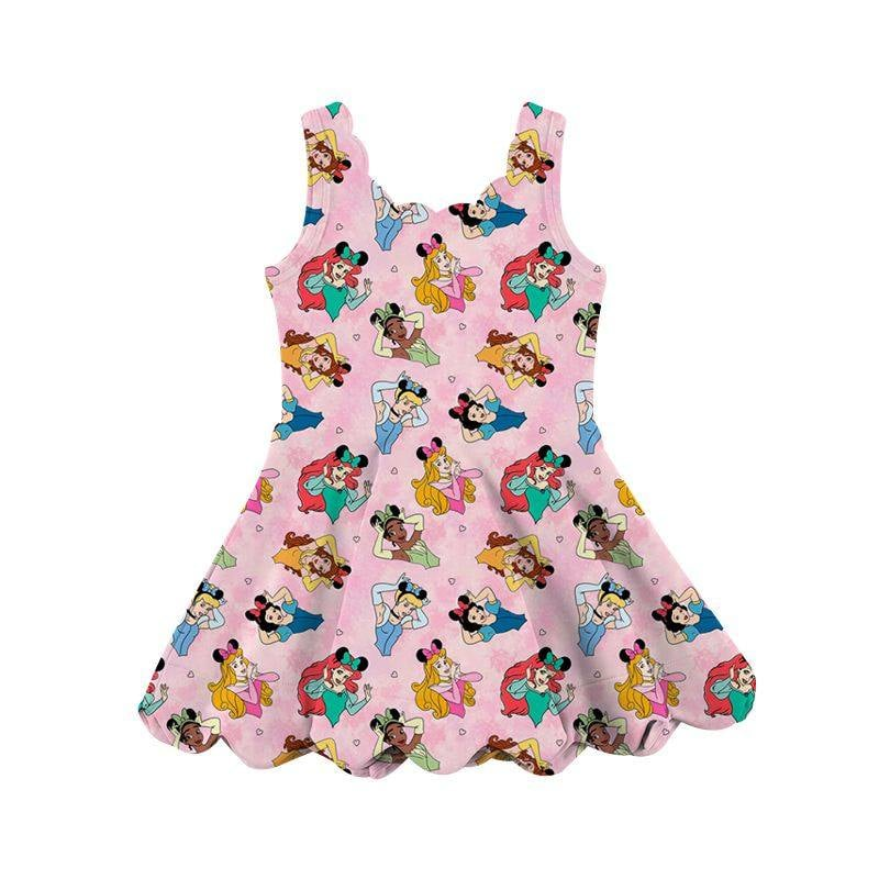 4.11 GSD2491 Baby Girls Pink Sleeveless Cartoon Princess Stars Yoga Knee Length Dresses Pre order
