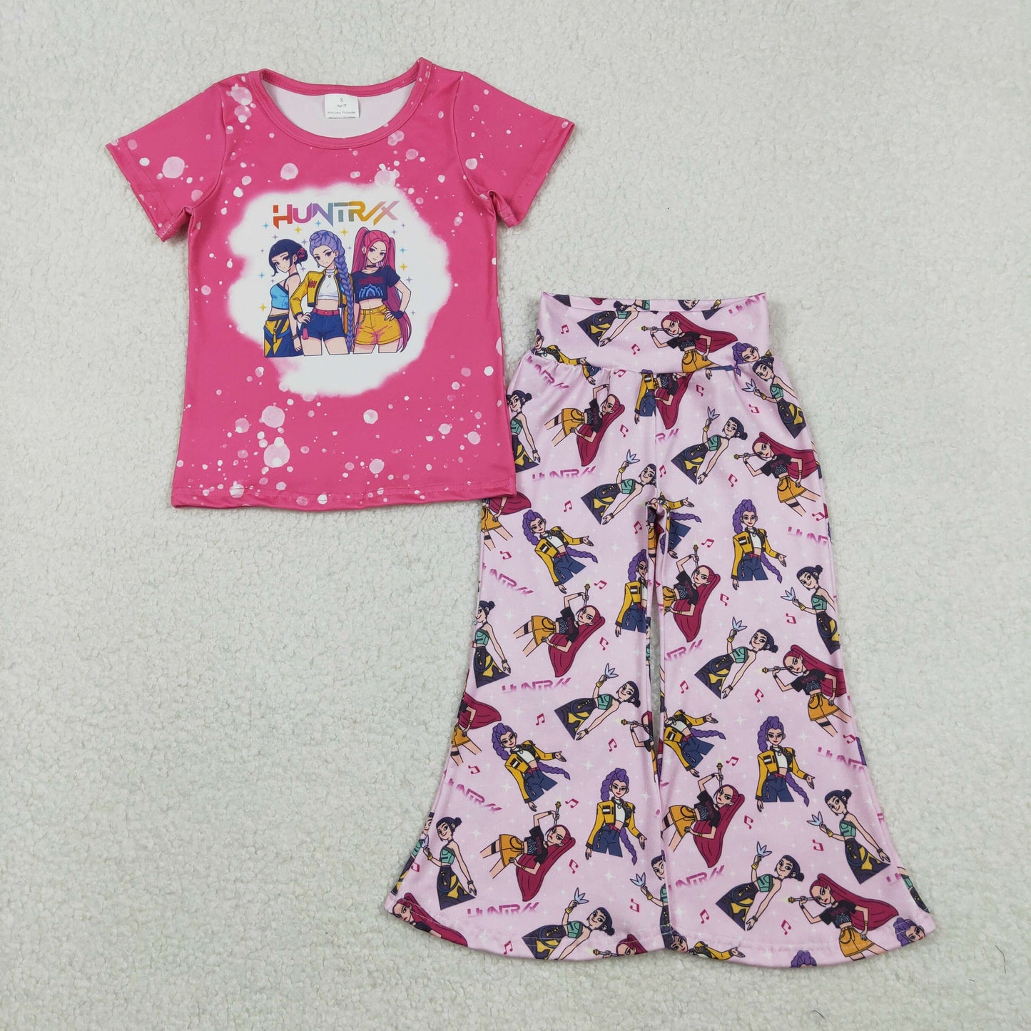 RTS Sibling Baby Girls Kids Short Sleeves Music Character Dress Sets Clothes