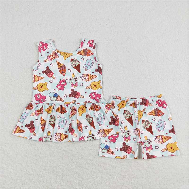 RTS NO MOQ Baby Girls Summer sets GSSO1278 Tunic Shorts Clothes Sets