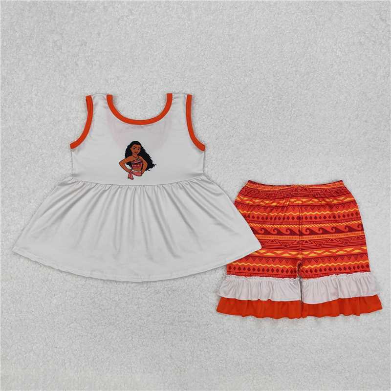 RTS NO MOQ Summer Sibling Baby Girls Sleeveless Top Short Skirt Shorts Clothing Set