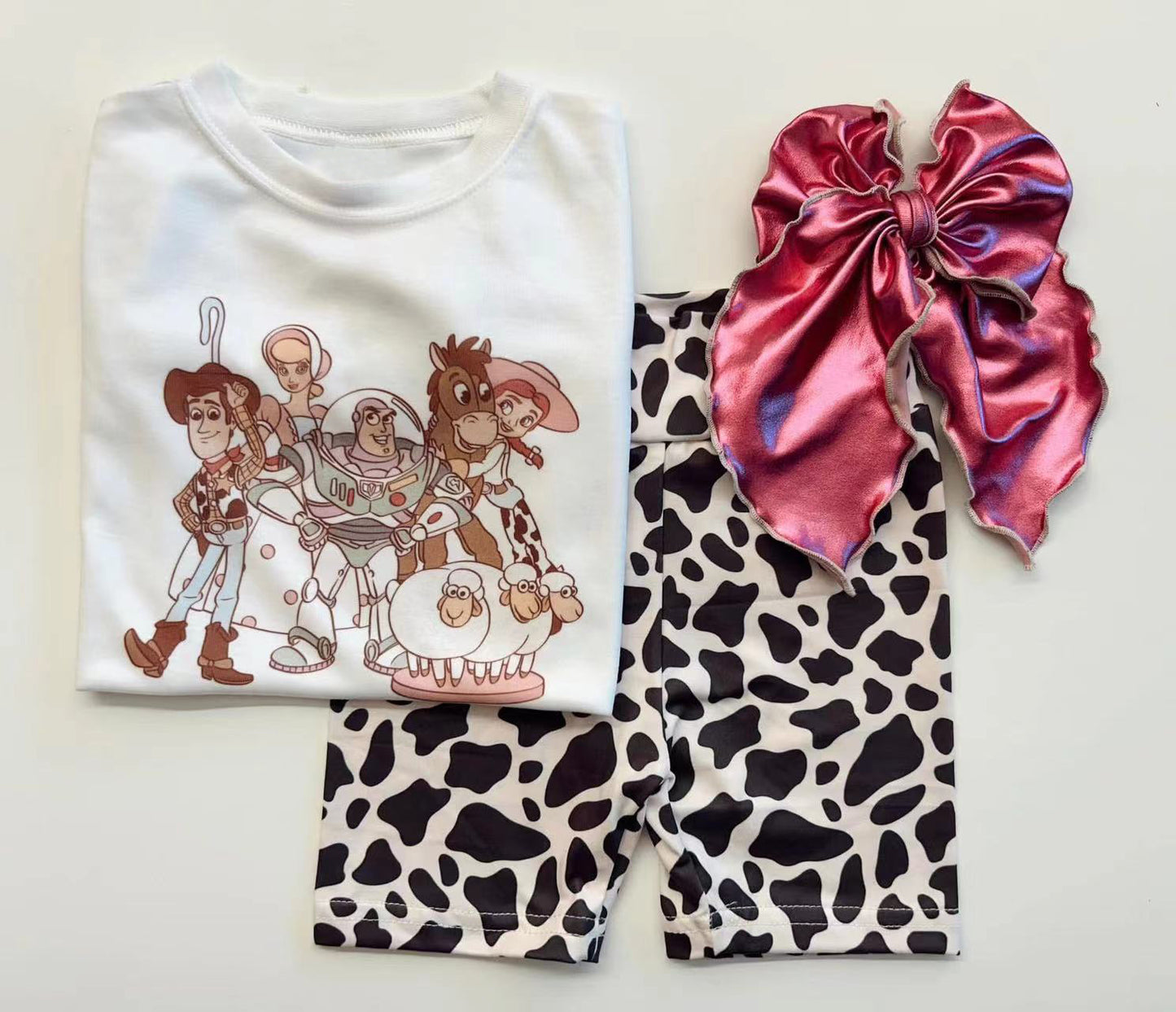4.10 GSSO2459 Baby Girls Cartoon Ships Top Cow Print Short Set Pre order