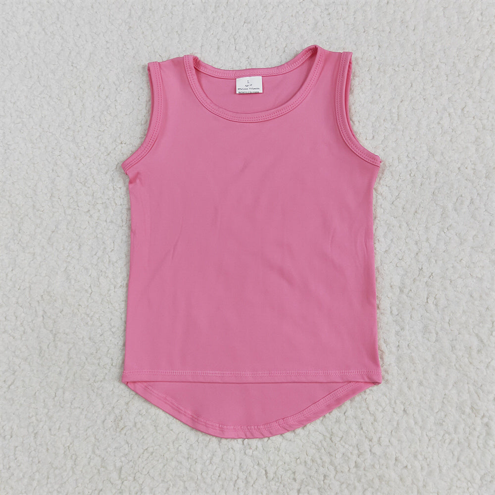5.26 RTS NO MOQ Summer Baby Girls Short Sleeve GT0983 Pink Sleeveless Activewear Vests Tops