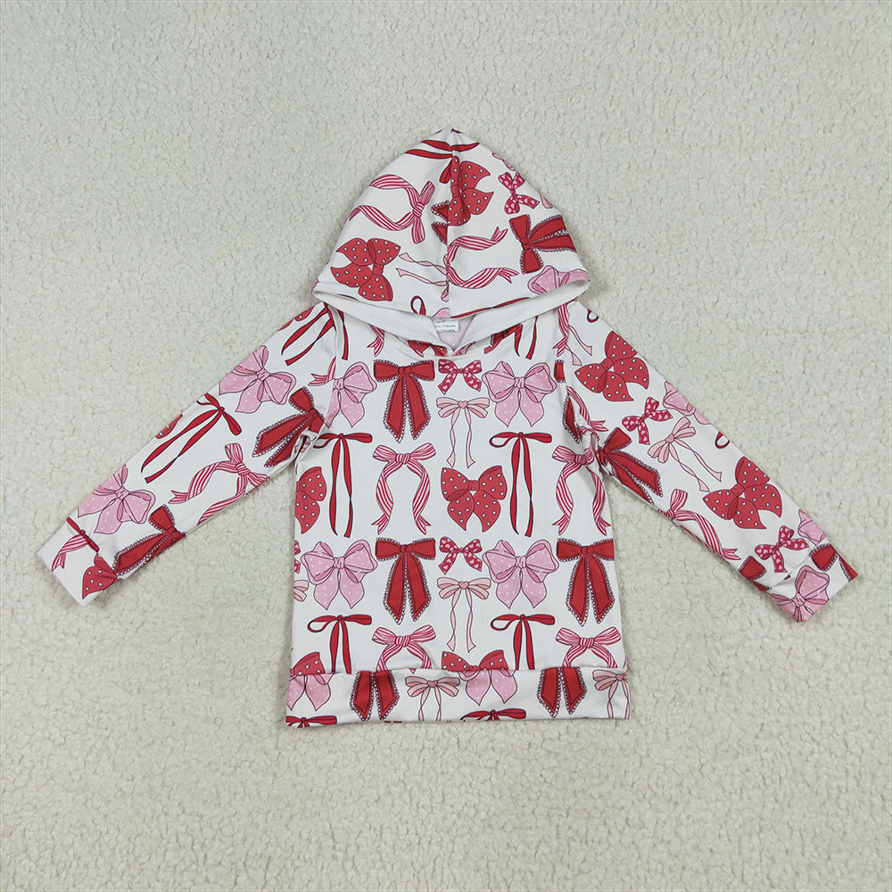 6.24 RTS NO MOQ Baby Girls Long Sleeve GT1059 Christmas Pink Bows Plaid Hoodies Tops