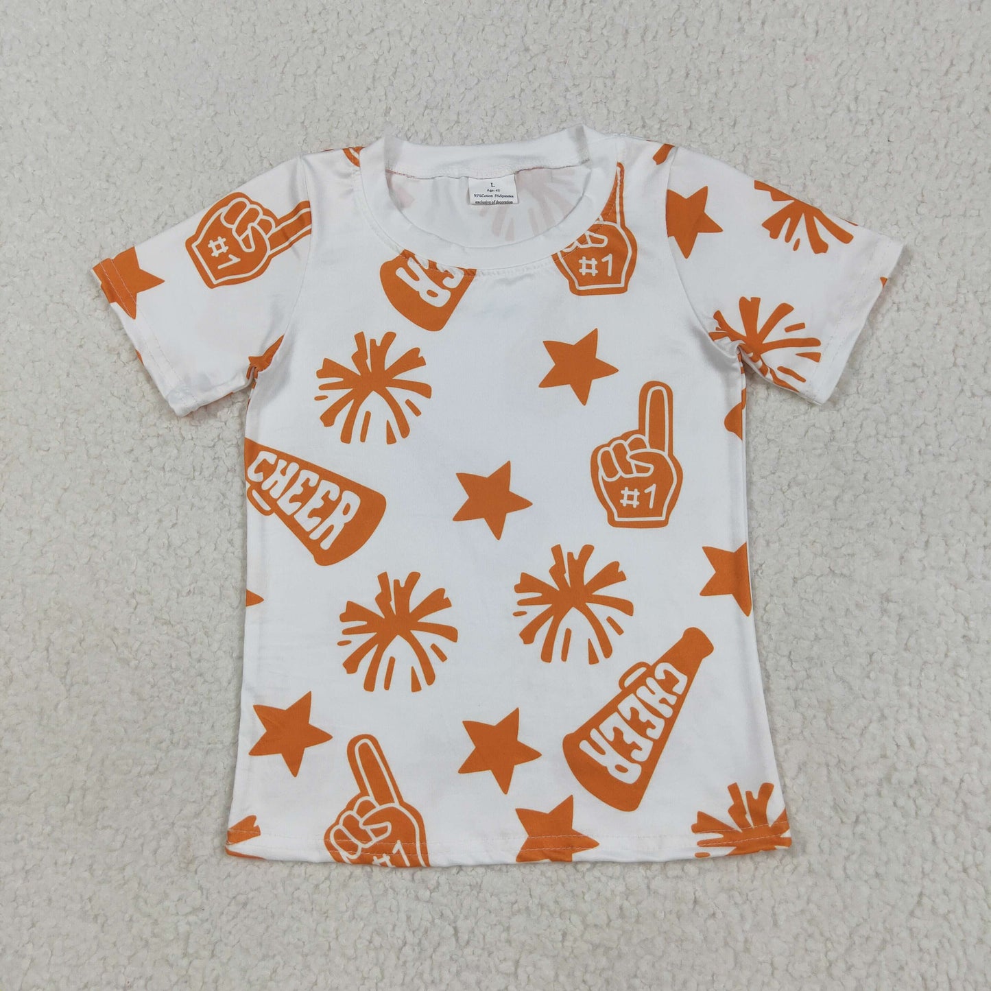 7.23 RTS NO MOQ Summer Baby Girls Short Sleeve GT1090 Short Sleeves Cheer Stars Team Tee Shirts Top